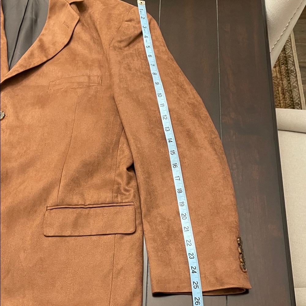 Elegant Brown Faux Suede Men's Blazer - Picture 6 of 7